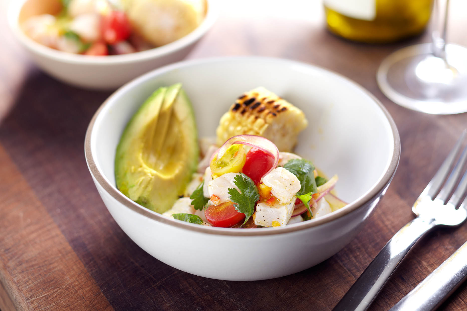 Caprese Salad with Avacado & Corn on the Cobb