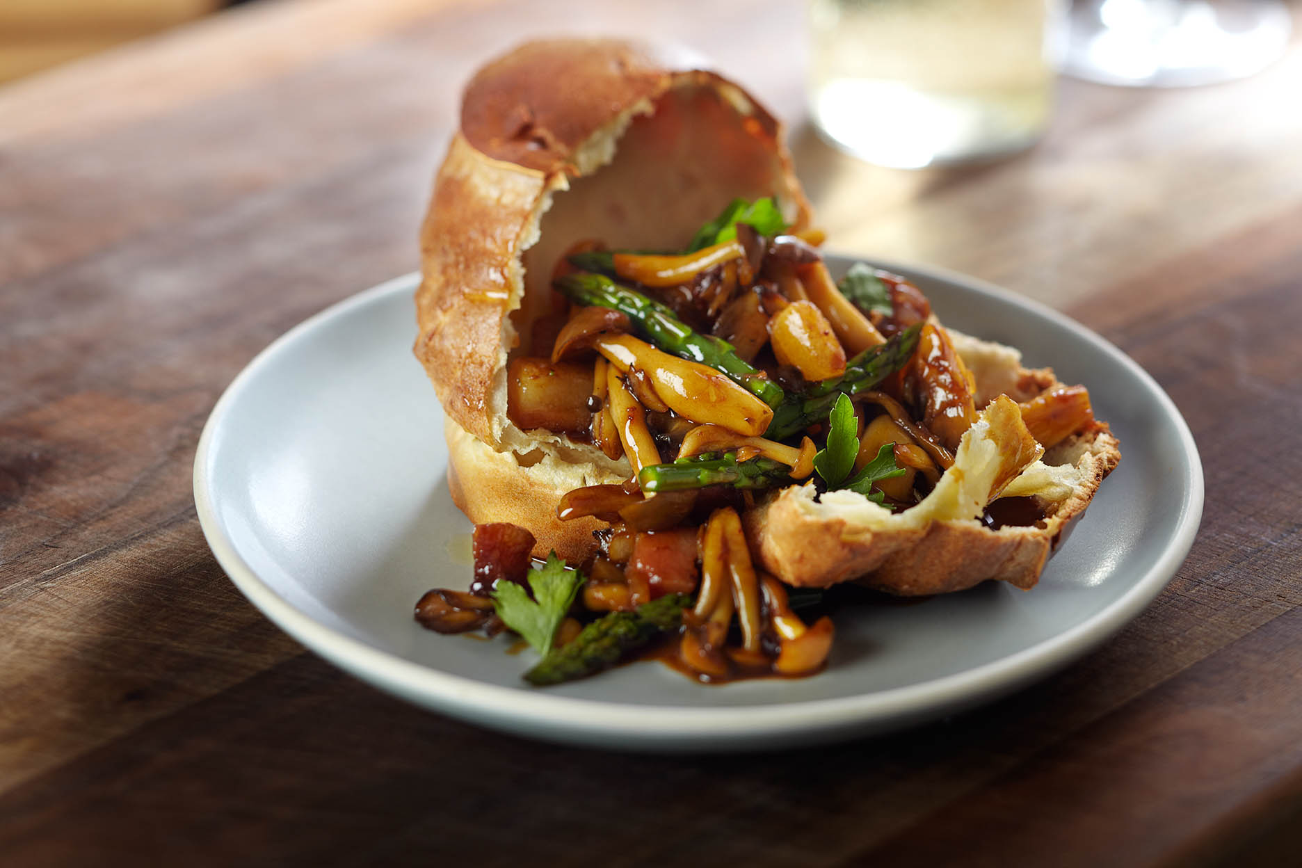 Mushroom and Asparagus baked in a roll