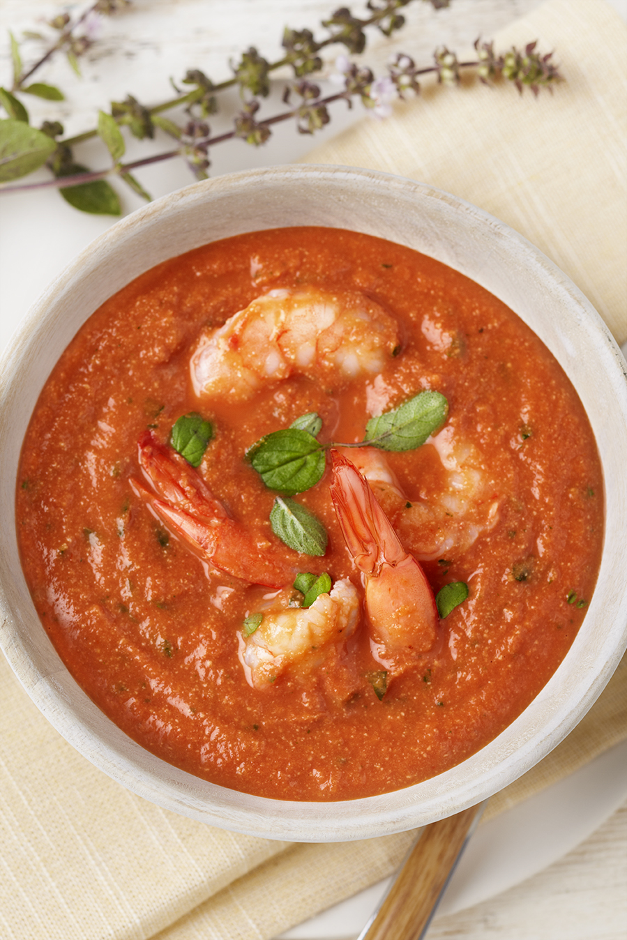 Tomato Basil Soup With Shrimp