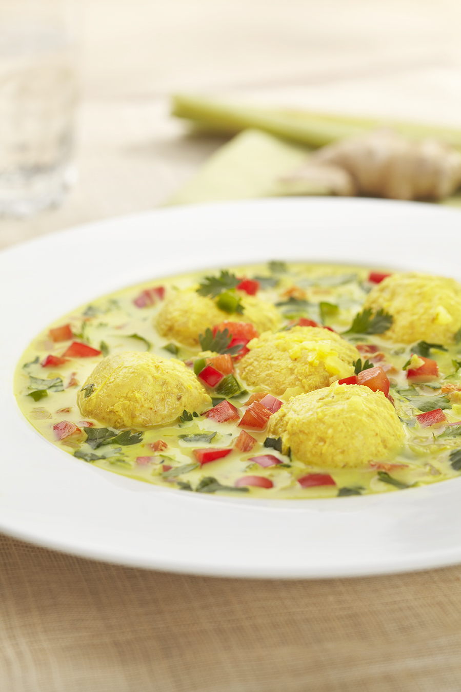 Yellow Curry with Chicken Meatballs 