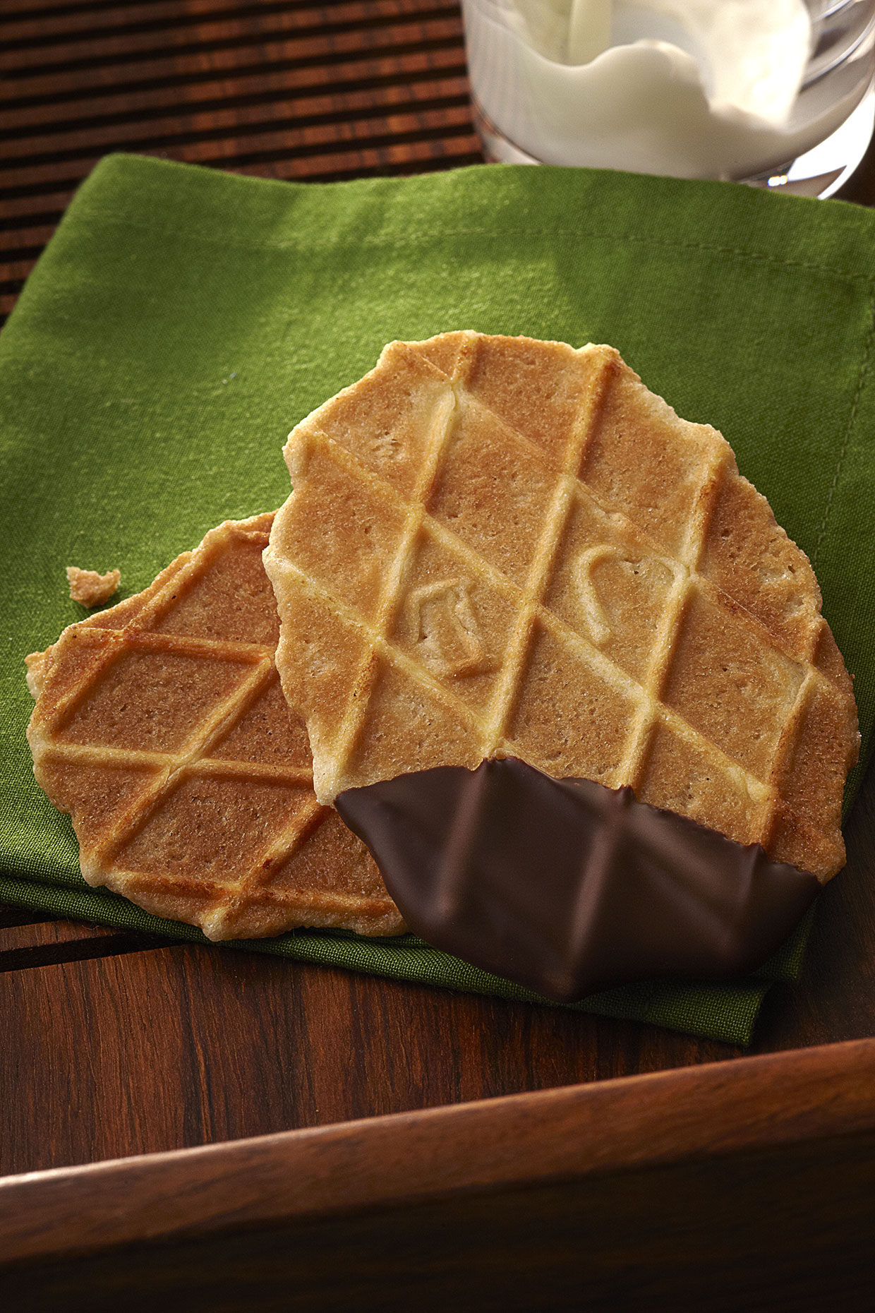 Waffle Cookie dipped in chocolate