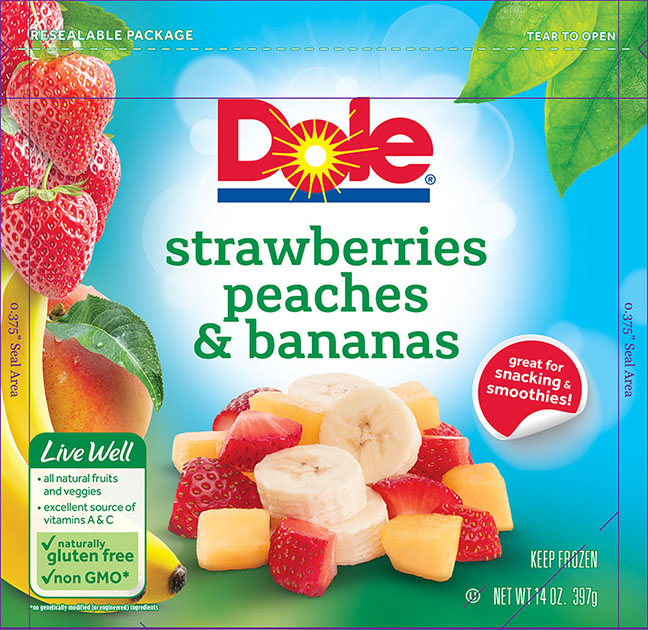 6086 Dole Strawberries Peaches Bananas Frozen 14oz 1-1