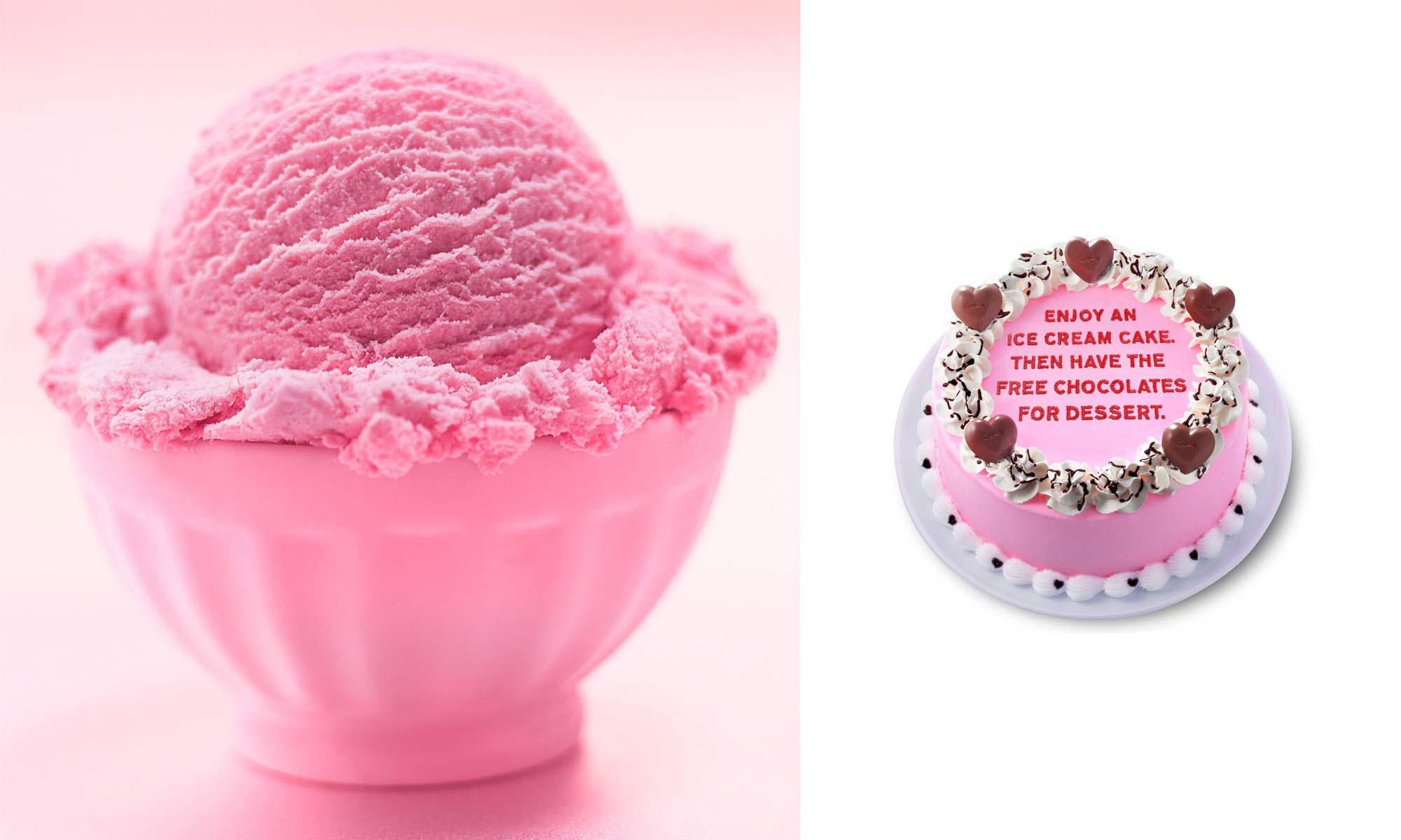 Baskin Robbins Ice Cream Cake and Strawberry Ice Cream Scoop